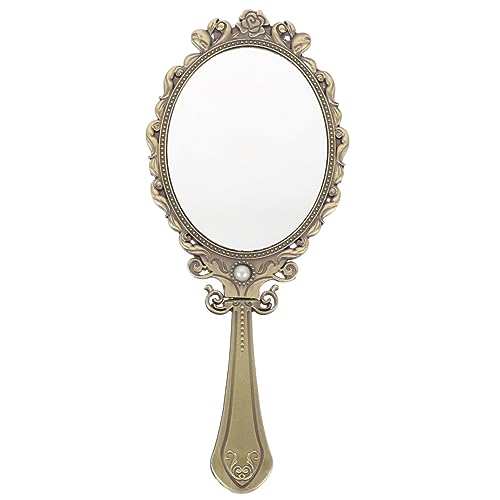 WOONEKY 1 Unidade Espelho Com Alça Espelho De Mão Estilo Vintage Ferramenta De Maquiagem Espelho De