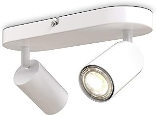 B.K.Licht Ceiling Light, 2 Rotatable Spots, GU10 Sockets, Bulbs not Included, Spotlight for Kitchen, Dining Room & Bedroom, White Lamp, Metal Spot Bar, 27cm/10.6 Long, Swivel Design IP20 230V