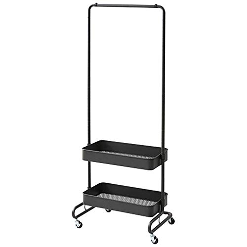 Yamazen LTH-2B(BK) Trolley Hanger, Black, 2 Baskets, 2 Tier Baskets