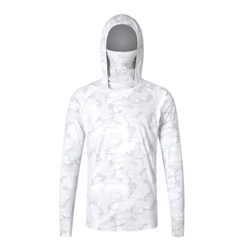 Men's Sun Protection Hoodie Shirts UPF 50+ Long Sleeve Rash Guard Performance Hiking Fishing Shirts with Neck Gaiter