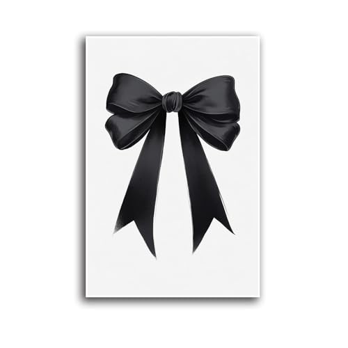 vjfkskuey Black bow poster preppy style art watercolor print canvas painting girl wall art print room decoration suitable for teenagers apartment living room bedroom