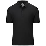 Mobvisil Mens Seamless Slim Fit Golf Polo Shirts Quick Dry Performance Short Sleeve Collared Shirt Moisture Wicking Nylon Black M