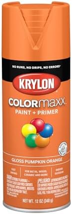 Krylon K05532007 COLORmaxx Spray Paint and Primer for Indoor/Outdoor Use, Gloss Pumpkin Orange 12 Ounce (Pack of 1)