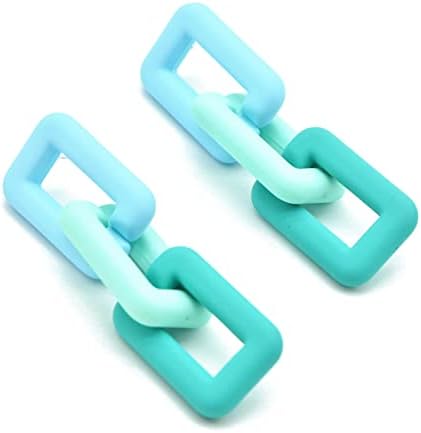 Chunky Acrylic Link Earrings Multicolor Thick Rectangle Paperclip...