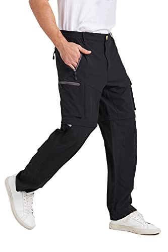 Mens Stretch Convertible Pants Water Resistant Quick Dry Zip Off Cagro Hiking Pants Black S #TOP3