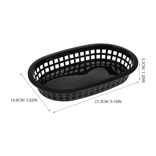 Miniatura 6 de Cabilock 12 Unidades Cestas De Plástico Negras Para Servir Comida - Bandejas Ovaladas Para Hamburguesas, Patatas Fritas Y Tapas - Cestas De Servicio Reutilizables Para Hostelería, Fiestas Y B