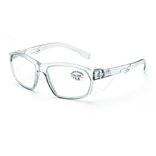 ProtectX Stylish Safety Glasses Anti-Fog Scratch Charcoal Readers 1.5