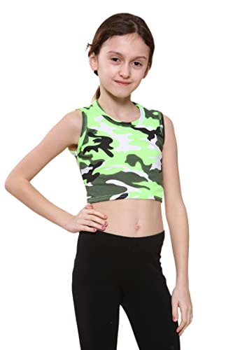 Image of Kids Girls Neon Fluorescent Vest Crop Tops T-Shirt Tee Top Dance Wear Gymnastic Fancy Dress Age 5-14 Years
