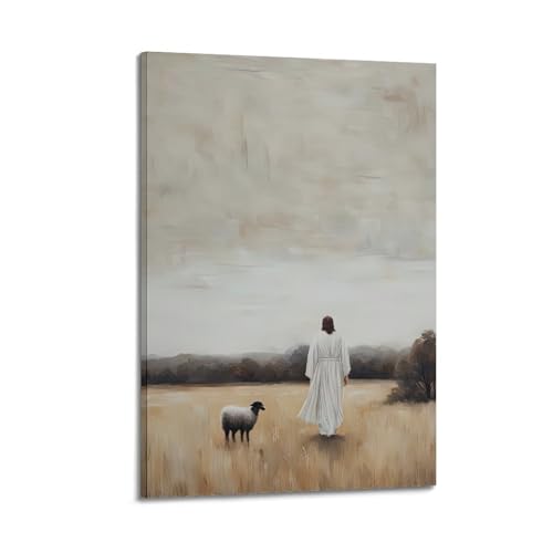 Poster chrétien Herding A Sheep pour briser la monotonie d'un mur blanc