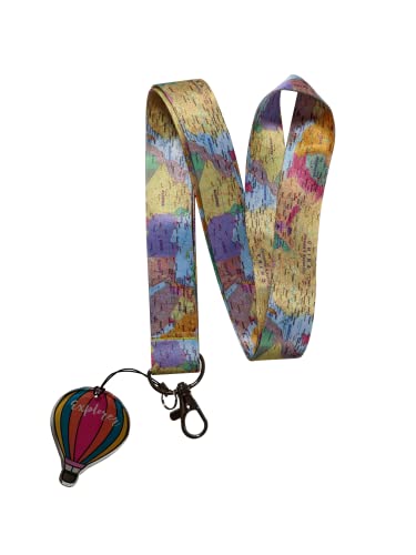 The Electric Mammoth World Map Travel Print Lanyard W/Id Badge Holder And Charm (Europe) #TOP1
