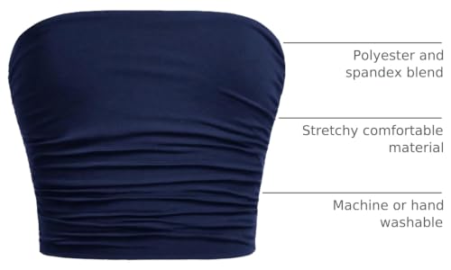 Image of Floerns Girl's Basic Sleeveless Bandeau Kids Strapless Ruched Tube Tops