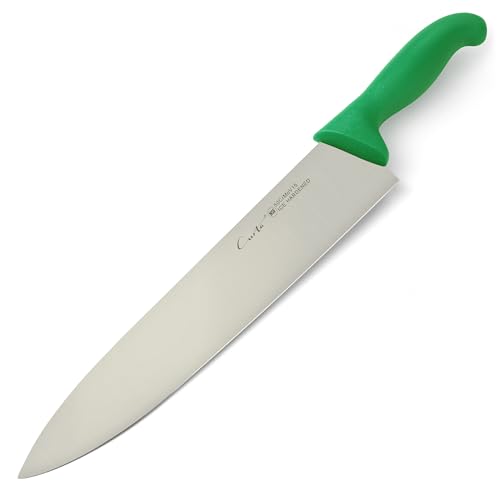 CURTA 12-inch Commercial-Grade Chef's Knife, NSF Listed, Ergonomic, Non-slip Green Handle, High Carbon 420 Stainless Steel Forged Blade Straight Edge, Dishwasher Safe, Rust Proof