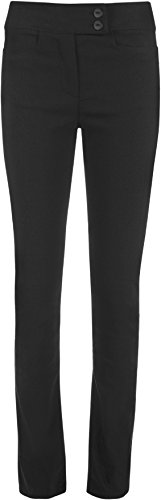 Image of WearAll Women's Black Stretch Hipster Trousers - Skinny Leg 2 Button - Size 12, Inside Leg 31"