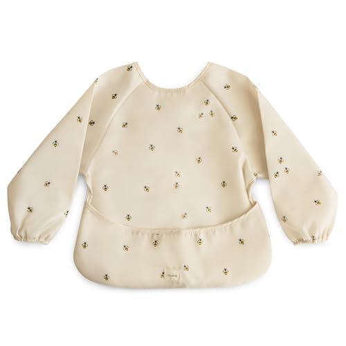 Image of mushie Long Sleeve Baby Bib | Water Resistant Adjustable Fit for Ages 6-24 Months