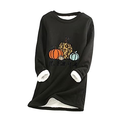 EFOFEI Women's Casual Tops for Home Long Sleeve Shirt with Crew Neck Cute Halloween Clothing Fleece Jumper, black, XXL Cover