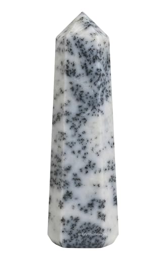 Image of Crystal Heaven Certified Dendrite Opal Crystal Tower Obelisk Point for Chakra, Healing and Balancing - AAA Grade Original Certified Gemstone Agate for Reiki Meditation Yoga Spiritual (2-3 Inches)