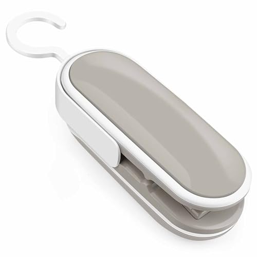 Máquina selladora de bolsas, mini clips selladores de bolsas, sellador térmico de cocina 2 en 1, máquina de sellado portátil tipo bolsa con gancho, adecuada para conservación de aperitivos, batería de