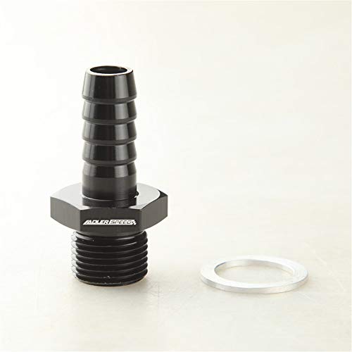 AdlerSpeed M18 M18x1.5 Male Metric to 1/2\" (12.7mm) Hose Barb Adapter Fitting Aluminum Black