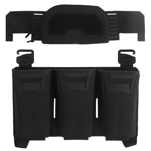 LZAQHMT Tactical Front Placard with Multi-Caliber Triple Mag Pouch - Compact 2nd Layer Admin Pouch for CS Hunting Paintball Gear(BK)