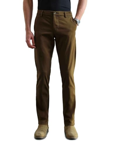Image of Arrow Sport Men Slim fit Cotton SolidMid Rise waistTrousers