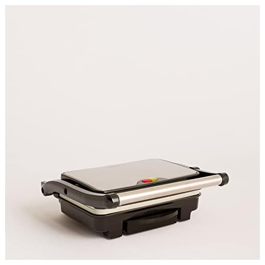 IKOHS Stone Grill 1500 - Sandwichera Grill, 1500 W, Antiadherente Cerámica, Apertura de 105º, Altura Adaptable, Asa No Transmite Calor, Libre de BPA, Indicador de Temperatura, Gris