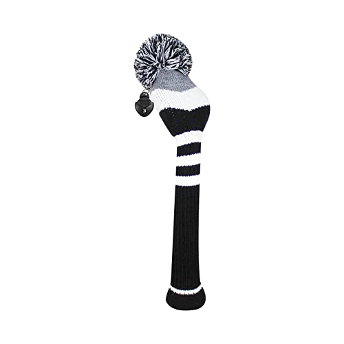 Scott Edward Knit Golf Club Cover Fairway Headcover, Black Grey White