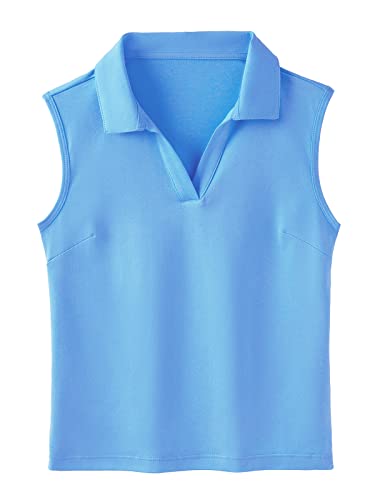Image of Girls Golf Polo Shirts Sleeveless V Neck Shirts for 5-12 Years