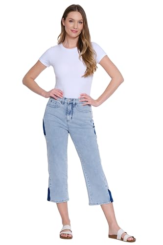 Tru Luxe Jeans Women's Wide Leg Crop with Side Seam Patches