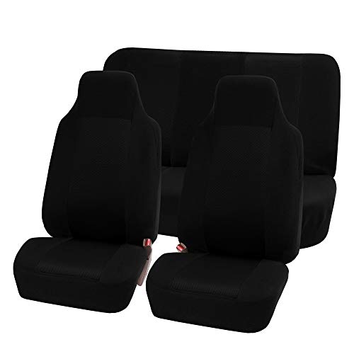 FH Group FB102112 Classic Cloth Seat Covers (Black) Full Set with Gift – Universal Fit for Cars Trucks & SUVs