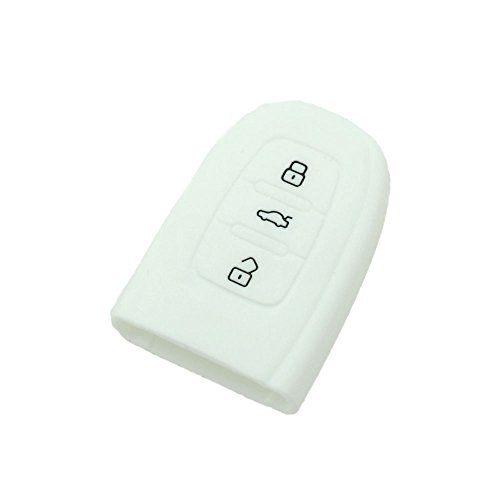 BROVACS Silicone Cover Protector Case Holder Skin Jacket Compatible with AUDI 3 Button Smart Remote Key Fob CV9821 White