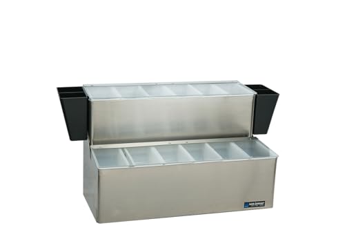 San Jamar Ez-Chill Garnish Center Condiment Holder with Hinged Lid for Kitchen, Bar, And Restaurants, Stainless Steel, 12 Pint, Silver