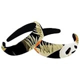 RODAILYCAY 2 Pieces Wide Top Turban Velvet Hair Bands, Cute Panda-808 Fashion Head Wrap, Hair Head Bands Elastic Headband for Women, 2 Size