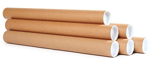 Better Crafts Mailing Tubes with Caps - Premium Kraft Cardboard Tubes for mailing - Shipping Tubes for posters - Size 2