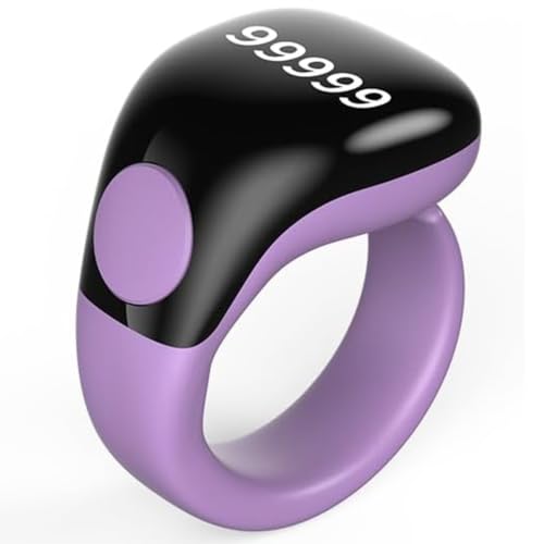 Image of Smart Tasbih Zikr Ring,Adjustable(18 /20 /22mm) Muslim Digital Azan Alarm Clock Counter,APP Support Digital Counter Prayer Reminder Rings, Waterproof 5 Digit Finger Counter for Muslims(Purple)