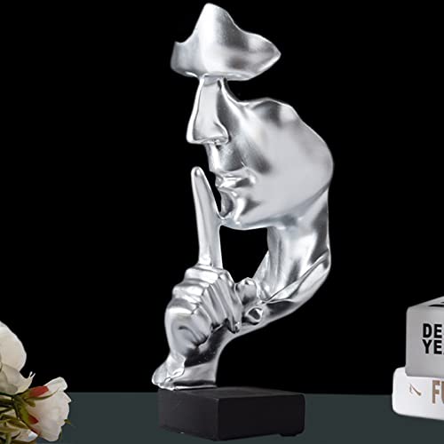 KILCVEM Estatua de la Figura del Pensador de El Silencio es Oro - Figuras Decorativas Modernas Salon - Estatuilla Hombres...
