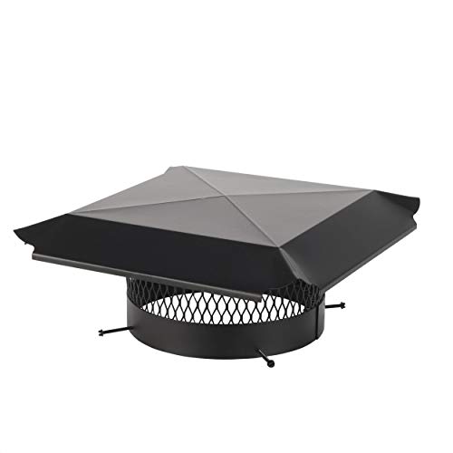 Draft King Cbc12 Round Bolt On Black Galvanized Steel Single Flue Chimney Cap For Use In California And Oregon, 12" Diameter #TOP2