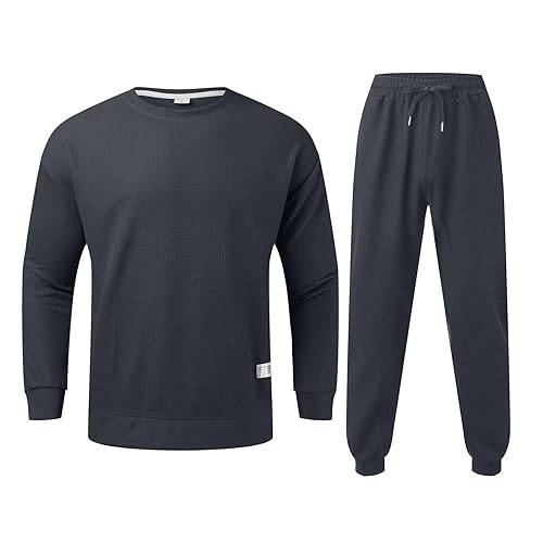 Generisch 2 piezas para hombre | Traje de ocio para correr, chándal de entrenamiento, traje deportivo sencillo de gimnasio, cálido, transpirable, traje de casa para correr y pantalones cómodos,