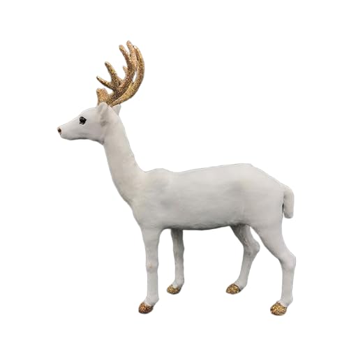 Rxgiasup Decorazioni natalizie, figure di renna realistiche con corna e piedi scintillanti, decorazione da tavolo, decorazione per la casa