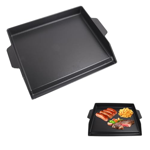 PETKAO Universal Flat Top Griddle, Cast Iron BBQ Griddle for Electric/Gas/Charcoal Grill/Stove, 18.6 x14" Griddle Inserts for Weber Charbroil Camp Chef,Nonstick Coating Cooking Skillet Pan for Outdoor