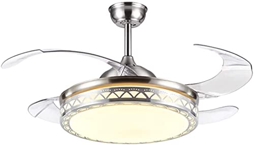 MCLIUJIA Ventiladores para El Techo con Lámpara Ventilador De Techo Moderno De 42 Pulgadas, Luz De Techo, Aspas Retráctiles, Sala De Estar, Dormitorio, Restaurante, Ventilador Interior Silencioso