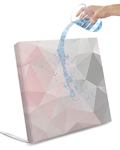 Edwiinsa Geometric Indoor/Outdoor Seat Cushions Cover,Waterproof Patio Chaise Lounge Cushion Cover for Beach Pool Side Chair Cushions 20x18x2 Pieces Pink Grey Ombre Abstract Geometric