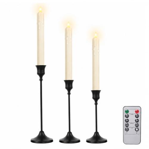 CMTDRE Candlestick Holder Set of 3, with 3 Flameless Candles & 1 Remote by CMTDRE - Used condition - US$14.58