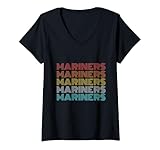 Womens Retro Vintage Mariners V-Neck T-Shirt