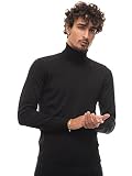 Longitud estándar BOSS Musso-P Jersey de cuello alto para hombre de lana merino italiana extrafina, Negro , XXXL