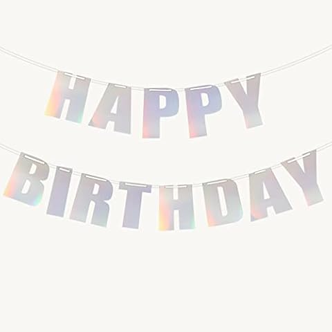MEETINGU Happy Birthday Banner, Glossy Colorful Rainbow Happy Birthday Foil Banner, Theme Party for Adult Kids Baby Shower Birthday Tea Party Changeable Party Decorations Hanging Décor Cover