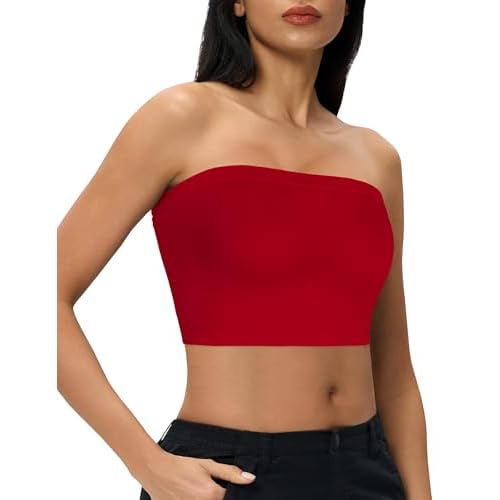 Tube Tops for Women Summer Crop Top Basic Casual Bandeau Going Out Strapless Short Shirt