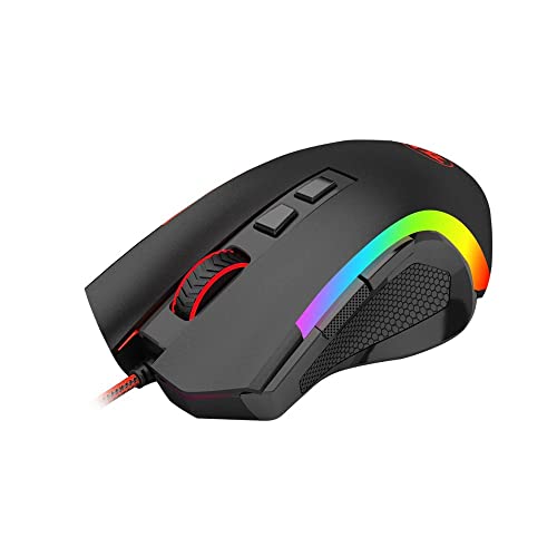 Image of Redragon Griffin M607 Wired USB Gaming Mouse with 7 Programmable Buttons / 7200 DPI /RGB Lighting for Windows /Mac PC & Pisces P016 Large Waterproof 33 cm x 25.90 cm x 0.25 cm Gaming Mousepad