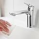 WinGluge Waschtischarmatur mit Anschlussschlauch, Mischbatterie Waschbecken Wassersparend, Badarmatur, Waschbecken Armatur, Wasserhahn Bad mit Auslauf Höhe 9cm, Einhand-Waschtischbatterie, Chrom