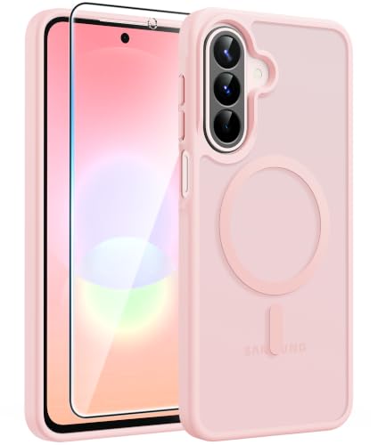 Image of FNTCASE for Galaxy A27 5G Phone Case: for Samsung A27 Cases [Fit for Magsafe] [Screen Protector] Military Grade Drop Protection, Translucent Matte Back, Slim Shockproof Protective Cover - Light Pink