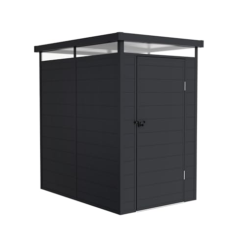 Wasabi – Gartenhaus aus Kunstharz Terra – Dachfenster 360º – Verstärkte Struktur aus Aluminium und PVC – UV-Schutz – Wasserdicht – Anthrazitgrau - Außenschuppen 2,47m² – 131x190x196cm